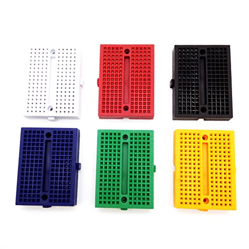 MaxDirectX 6 Stück Mini breadboard in 6 farben für Arduino, Raspberry Pi und andere Entwicklungs verwendet, RBTMKR 170 Punkte Experiment Steckbrett Lötfrei Plug- In Steckbrett mit Doppelseitigem Klebeband für Arduino Prototyp Schild, 6 Farben - 2
