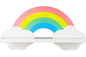 Haomian Kids Multi-Color Rainbow Shelves Wall Shelf for Kids' Rooms, Bathrooms, Living Rooms & Bedrooms - Wooden Rainbow Decor with Floating & Cloud Shelves