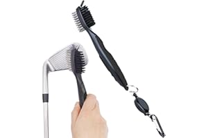 NTRUXZP 1 Pcs Limpiador de Palos de Golf, Golf Accesorios Cepillo Limpiar Palos de Golf con Punta y Mosquetón de Aluminio para Colgar Fácilmente de la Bolsa(Negro)