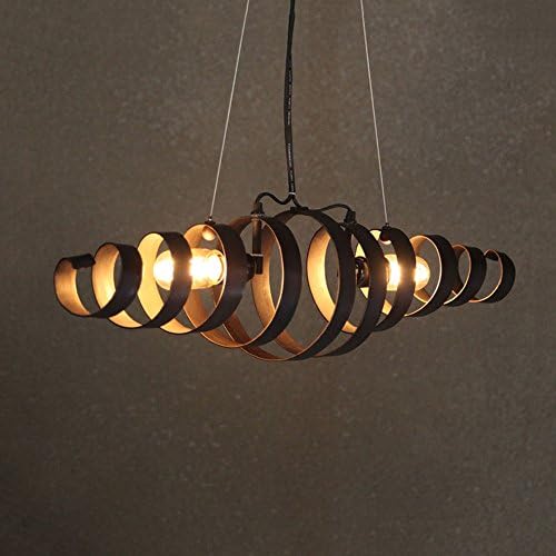 European Vintage Industrial spiral Chandelier, Retro Restaurant Cafe Pendant Light Black, Creative Simple metal Spring Ceiling Light WSHceilingLamp
