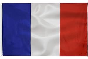 Drapeau Francais 150x90 cm avec 2 Oeillets Métalliques Haute Qualité Drapeau de la France Grand 90x150 Drapeaux Français pour Exterieur Hampe et Supporters