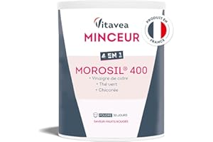 Vitavea Morosil 400 mg 4en1 - Avec Vinaigre de cidre et Thé vert - Actif breveté - Stimule le métabolisme - Sans Sucre, Saveur Fruits Rouges - 1 mois - Morosil Poudre - Fabriqué en France