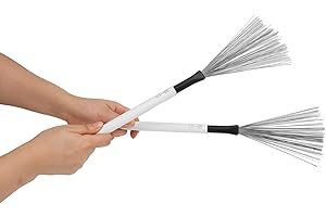 plplaaoo Doble Cabeza de Arce de Doble Uso, 1 par de escobillas de Tambor, Cepillo de percusión portátil de Alambre de Acero de Goma, escobillas de Tambor para Bateristas, Principiantes, cepillos
