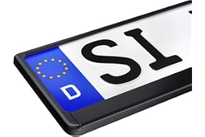 EUROSTAR Auto Kennzeichenhalter Premium schwarz im 2er Set Universal einsetzbar Witterungsbeständig PKW Nummernschildhalter (2 Stück) - Made in Germany - 520mm x 110mm