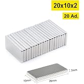 D&uuml;nya Magnet 20 Adet - K&ouml;şeli Neodyum Mıknatıs, 20X10X2 Mm, S&uuml;per G&uuml;&ccedil;l&uuml; Magnet, N35 Kalite