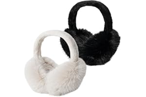 WEI TECH 2-er Pack Faltbare Ohrenwärmer Damen Winter Plüsch Ohrenschützer für grosse Kinder oder Erwachsene weiche Ohrenschoner Ohrenschützer warm halten mit weichem Fell Kunstpelz