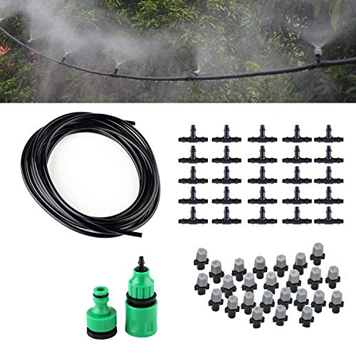 82FT 25PCS Nozzles, Kit brumisateur avec 25 buses en plastique pour serre de jardin ou terrasse extérieure