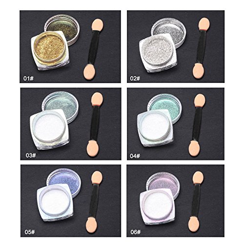 Nagel Glitzerpuder,Spiegel Glitter Chrom Effekt Nail Art Pulver - 3