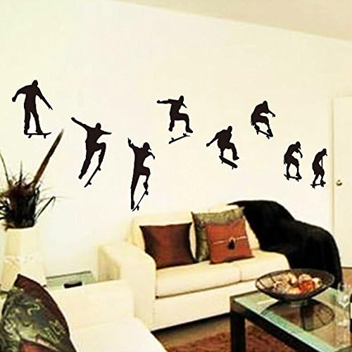 Anizun(TM)Skateboard Sports Cool Life Simple Black DIY Wall Sticke Stickers Wallpaper Art Mural Room Decor Home Decoration Sticker