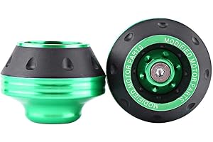 MOONYEU Gabel Rahmen Schieber Sliders CNC Aluminium Vorderrad Motorrad Fallschutz Roller Moped Gabel Rahmen Rad Absturz Schutz Rad Absturz Pads Universal Sturzschutz Protektoren Sturzpad Kohlefaser(Grün)