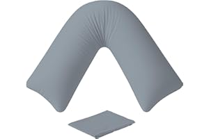 EGYPTO Orthopaedic V Pillow with pillowcases – Soft & Breathable – Anti-Allergy V Shaped Pillows for Neck & Back Support – Nursing, Pregnancy & Post Surgery Support Pillow (Grey)