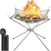 MOBEE Katlanabilir Kamp Ateş &Ccedil;ukuru &Ccedil;elik &Ouml;rg&uuml; Taşınabilir Fire Pit Izgara Fonksiyonlu