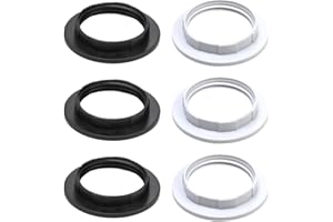 UENXRXE 6 Piezas E27 Convertidor De Anillo De Pantalla De Lámpara, 40Mm Para Soportar Pantalla De Lámpara,Anillos Adaptadores De Pantalla De Lámpara Para Adaptar Pantallas(Negro/Blanco)