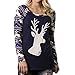 Produktbild Christmas Sweater Damen UFODB Frauen Sweatshirt Weihnachtspullover Xmas Rentier Pullover Blusen Weihnachten Langarmshirt Hemd T-Shirt Langarmhemd Weihnachtenpulli Tops