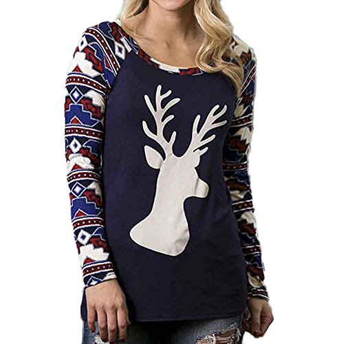 Preisvergleich Produktbild Christmas Sweater Damen UFODB Frauen Sweatshirt Weihnachtspullover Xmas Rentier Pullover Blusen Weihnachten Langarmshirt Hemd T-Shirt Langarmhemd Weihnachtenpulli Tops