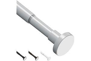 WELDUN Extendable Curtain Tension Rod, 48-118CM No Drill Telescopic Shower Curtains Rail, Adjustable Strong Spring Rod for Window Bathroom, Bedroom, Gray