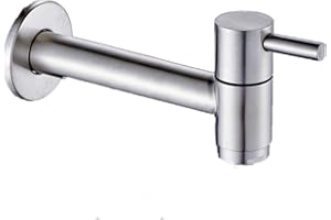SHUILTAD Rubinetto per lavabo da bagno in acciaio inox a parete, rubinetto per acqua fredda, rubinetto per acqua fredda, rubinetti per lavabo da giardino, filettatura G1/2 ''