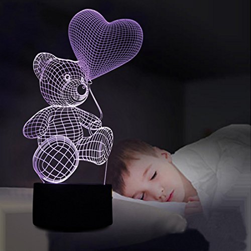 Ballon tragen 3D Optische Illusions-Lampen, FZAI Tolle 7 Farbwechsel Acryl berühren Tabelle Schreibtisch-Nachtlicht mit 150 cm USB-Kabel für Kinder Schlafzimmer Weihnachten Geburtstagsgeschenke - 6