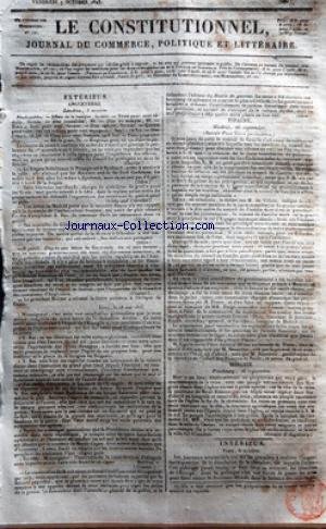 CONSTITUTIONNEL (LE) [No 280] du 07/10/1825 - ANGLETERRE - FONDS PUBLIC - LA FREGATE BRESILIENNE LA PIRANGA EST A SPITHEAD - ELLE N'ATTEND QUE LES DERNIERS ORDRES DE LORD COCHRANE - LETTRE DE GUATIMALA - LE PRESIDENT BOLIVAR A ADRESSE LA LETTRE SUIVANTE A L'EVEQUE DE CUSCO ESPAGNE - LE CONSEIL DE CASTILLE S'EST REUNI EN SEANCE PLENIERE - M. DE VILLELA - M. TASSIN - M. PARGA - M. ELOLA - M PINILA - CAVALLERO BANQUIER DE MADRID - M. UGARTE A TURIN - EST REMPLACE PAR M. BASSECOUR HONGRIE - LE COUR