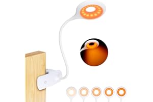 flowlamp Clip On Reading Light for Bed Headboard - Rechargeable 16 LED Amber Book Lights, 5 Brightness Desk Light Clamp Lamp, Touch Control Dimmable Reading Lamp with Flexible Neck