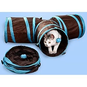 Wiiguda@Túnel Gato Plegable Divertido Juego Juguete Tubo de 3 Vías para Conejos Gatitos Perros, Mascota Plegable 3 entradas/Salidas.