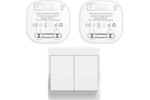 Cerhot EU interrupteur sans fil sans piles kit interrupteur sans fil autoalimente va et vient sans fil sans pile radio interrupteur a distance eclairage domestique wireless switch (EU 2Gang 1V2 a)