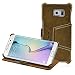 Produktbild MANNA UltraSlim Hülle für Samsung Galaxy S6 Edge Plus | Aufstellbar | Nubukleder, braun, farblich abgesetzte Naht | Innenseite mit Microvlies gepolstert | Kartenfach