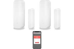 PHOVOLT Sensor de Ventana de Puerta WiFi, Alarma de Sensor de Ventana inalámbrico en Tiempo Real Compatible con Alexa Google, Sensor de Contacto Abierto de Puerta de Seguridad para el hogar (Paquete de 2)