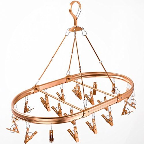 ERRU- Drying Rack Aluminum Alloy Drying Sock Clip Indoor Outdoor Multi-function Bathroom Balcony Baby Diaper Rack(Color Optional,52*30*44cm) ( Color : Rose gold )