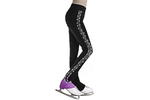 Kaerm Pantalon de Sport Enfant Fille Pantalon de Danse Rayés Legging Patchwork Pantalon Long Patinage Artistique Gymnastique pour 5-16 Ans