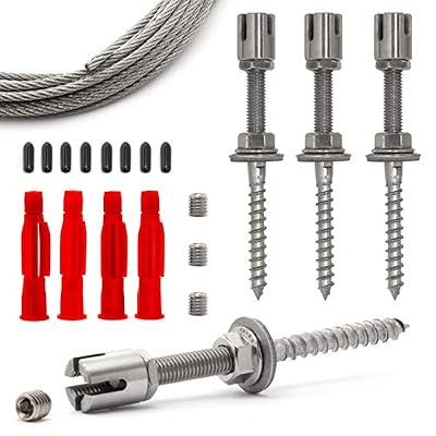 GARDELI Support pour Plantes grimpantes, kit Complet en Acier Inoxydable avec Supports muraux et Corde de 3 mm (4 Supports, 5m de Corde)