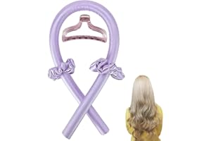 LAHVIUU Opaska na czoło bez ciepła, fioletowa, bezcieplna lokówka, bez ciepła, bez ciepła, bezcieplna, lokówka, opaska na głowę, do spania na noc, wałki do włosów z pazurem do włosów, miękki jedwab, zestaw