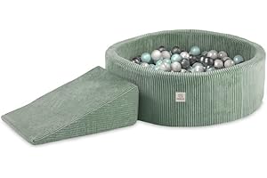 MISIOO Bällebad für Kinder mit Schaumstoff Bausteinen – 200 Bälle für den Indoor Spielplatz – Sicheres und kreatives Spielen für Babys