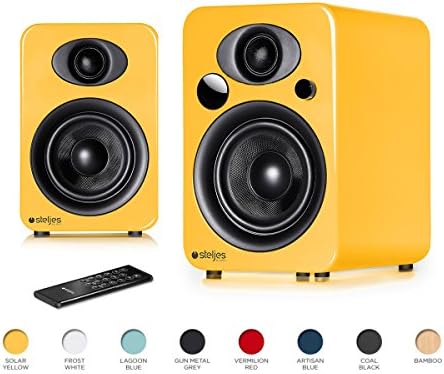 Steljes NS3 Powered Loud Speakers System British Design Stereo your Home Mini or iPhone through Bluetooth wirelessly(Solar Yellow)