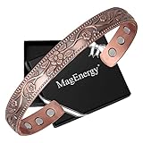 Magenergy Copper Magnetic Bracelet For Women, 99.99% Pure Copper Cuff Bangle With 3500 Gauss Magnets, Adjustable Brazaletes With Jewelry Box (copper)