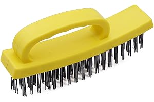 DURDIIY Cepillo Alambre 165 * 33MM Cepillo de Alambre de acero para Limpieza,Cepillo de Alambre de acero Multifuncional Cepillo de Alambre de acero Pesado con Mango Antideslizante de plástico (Amarillo)