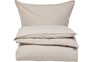 Knutzen Wohnen Bettwäsche 135x200 Baumwolle leinenfarbig - Stonewashed Leinen Optik - Baumwoll Bettwäsche mit Reißverschluss - Bettwäsche-Sets mit 1x Bettbezug 135x200 und 1x Kissenhülle 80x80