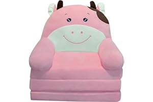 LZPCARRA Juego de cojines de sofá con relleno de felpa plegable para niños, respaldo 2 en 1, sofá infantil plegable, bonito sofá de dibujos animados, sofá cama plegable para almohadas de gel (rosa, talla