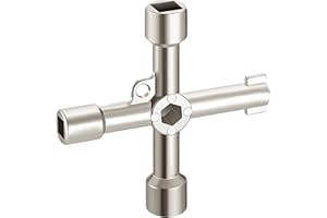 EHIOG Clé croisée multifonction à 4 voies,clé d'ouverture d'armoire de commande universelle pour boîte de compteur de gaz d'eau électrique