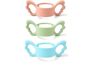 JNAWA 3-Piece Silicon Baby Bottle Handle with Wide-Neck Grip for Self Feeding