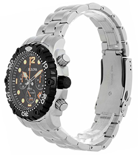 Bulova Sea King Men's Quartz Watch with Black Dial Analogue Display and Silver Stainless Steel Bracelet