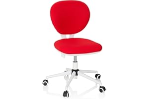 hjh OFFICE 670974 Silla de Escritorio para Niños Kid Vivo Tela Rojo, Silla giratoria para Juvenil, Respaldo con Ajuste de Altura