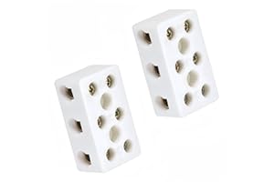 Boxonly 3 Way Ceramics Terminal Blocks for Electrical Wire Cable, High Temp Porcelain Ceramic Connectors 3 Position 8 Hole Ceramic Connector Blocks 48 x 28 x 19mm 2pcs