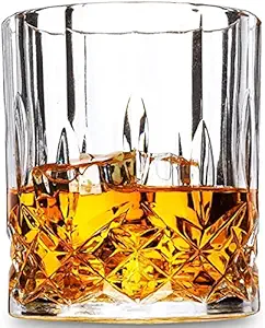 Syanka Imported Old Fashioned Round Whiskey Glass Set 6 (Barware for Scotch, Bourbon, Liquor and Cocktail Drinks, 320 ML)