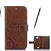 Produktbild LG F60 Hülle, LG F60 Schutzhülle, Alfort 3 in 1 Lederhülle Fashion Design Premium PU Leder Hohe Qualität Tasche Case Cover Kasten Abdeckung Wallet für LG F60 / D390N / D392 4.5" Smartphone Funktion Standfunktion Unterstützte Telefone und Magnetverschluss mit Schmetterling ( Dunkelbraun ) + Alfort Schwarz Stylus Pen