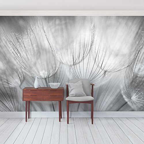 Vliestapete - Top Pusteblumen Tapeten - 6 hochwertige Motive zur Auswahl - Fototapete Breit Vlies Tapete Wandtapete XXL Wandbild Foto 3D Fototapete Wohnzimmer Schlafzimmer Kinderzimmer, Größe HxB: 225cm x 336cm; Motiv: Pusteblumen schwarz weiss