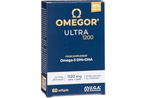 OMEGOR Ultra 1200 Omega 3 IFOS 5 Stelle - Omega3 Alto Dosaggio EPA 610mg e DHA 510mg - Senza Retrogusto e Facile da Digerire (60 Capsule)