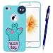 Produktbild Yokata iPhone SE / iPhone 5 / iPhone 5s Hülle Soft Cute Flexible Silikon Niedlich Clear Ultra Dünn Schlank Schön Handyhülle Premium Kratzfest 3D TPU Schutzhülle für iPhone SE / iPhone 5 / iPhone 5s (4 Zoll) Case Cover + 1 x Kapazitive Feder - Kaktus Licht Blau