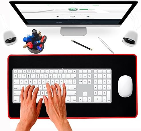 Eligoo Gaming Mouse Pad 700x300mm Dimension Desk Keyboard Mat with Stitched Edges Non Slip Rubber Base Mouse Mat Funny for Laptop PC Computer (Red Side)