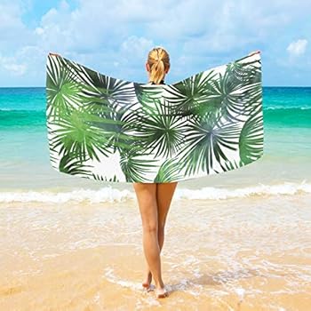 Ahomy Serviette De Plage En Microfibre Motif Feuille De